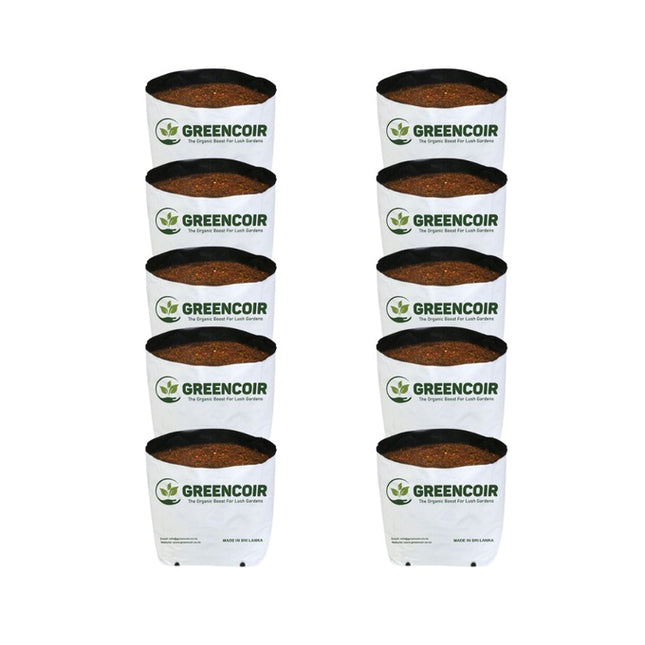 GreenCoir 1 Gallon Open Top Grow Bag 100% Coco 10Pack