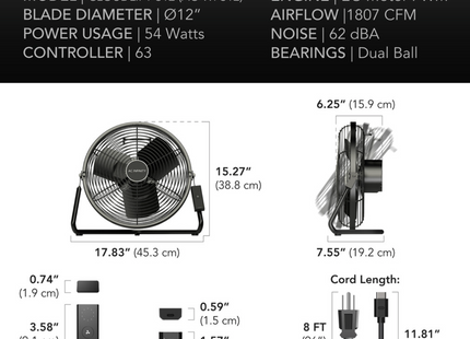 AC Infinity CloudLift S12 Floor Fan