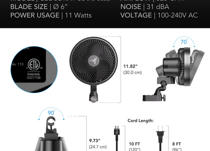 AC Infinity S6 Clip Fan
