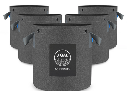 AC Infinity Heavy Duty Fabric Pots 3 Gallon 5 Pack