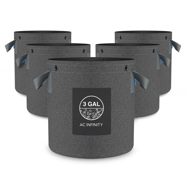 AC Infinity Heavy Duty Fabric Pots 3 Gallon 5 Pack