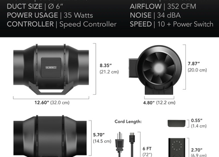 AC Infinity CloudLine Lite A6 Fan 150mm