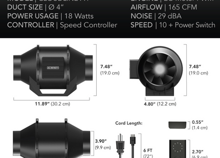 AC Infinity CloudLine Lite A4 Fan 100mm