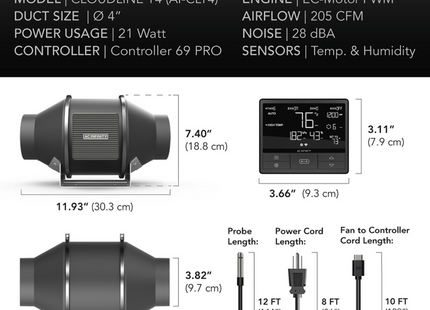 AC Infinity 100mm Cloudline T-4 Fan