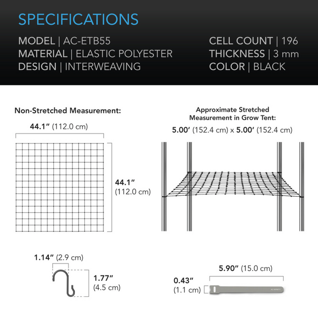 AC Infinity Grow Tent Trellis Netting 150 x 150