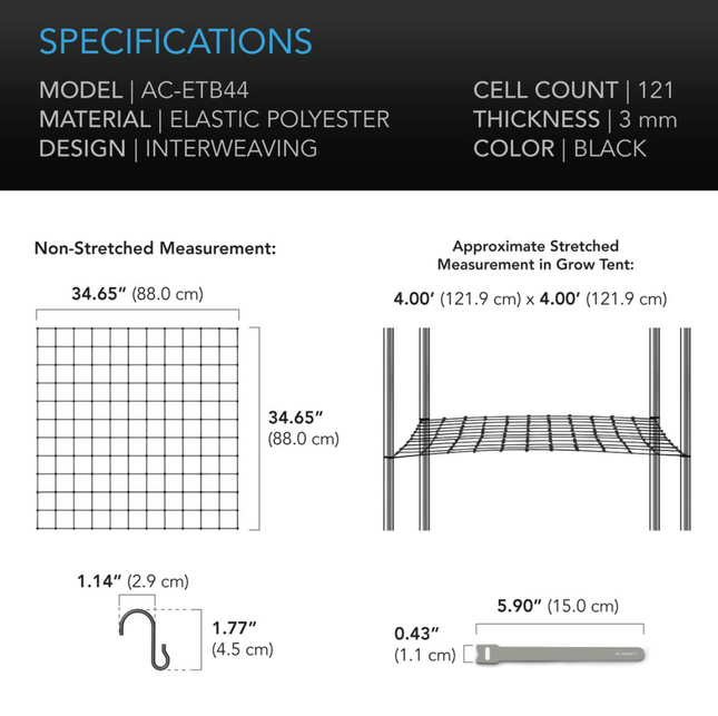 AC infinity Grow Tent Trellis Netting 120 x 120