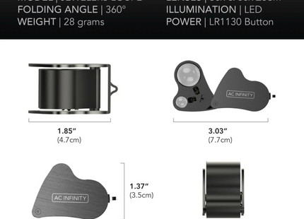 AC Infinity Jeweler's Loupe w LED Light & Dual Lenses